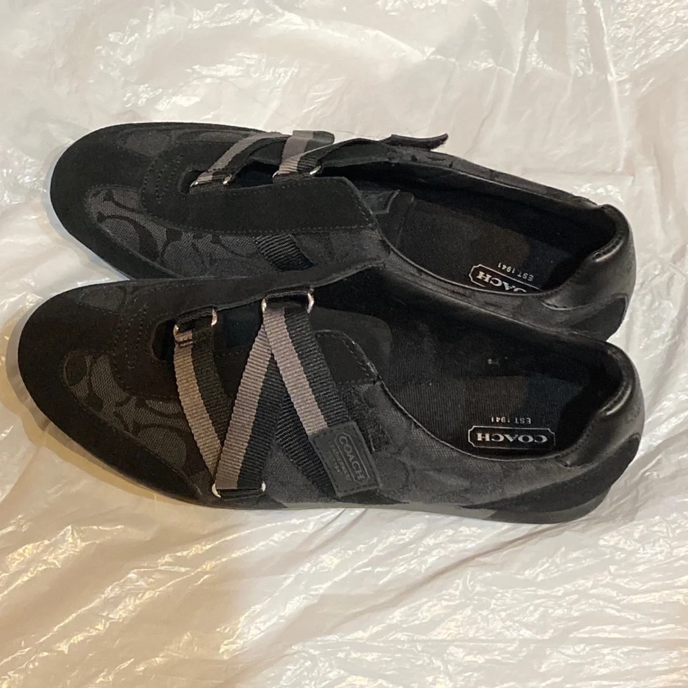 Coach Juli Monogram Signature Canvas/Leather Sneakers (Black/Gray) Size 9M - Picture 5 of 11